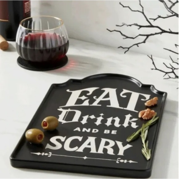 Threshold Halloween Tombstone Black Serving Platter Eat Drink Stoneware … - Picture 3 of 9